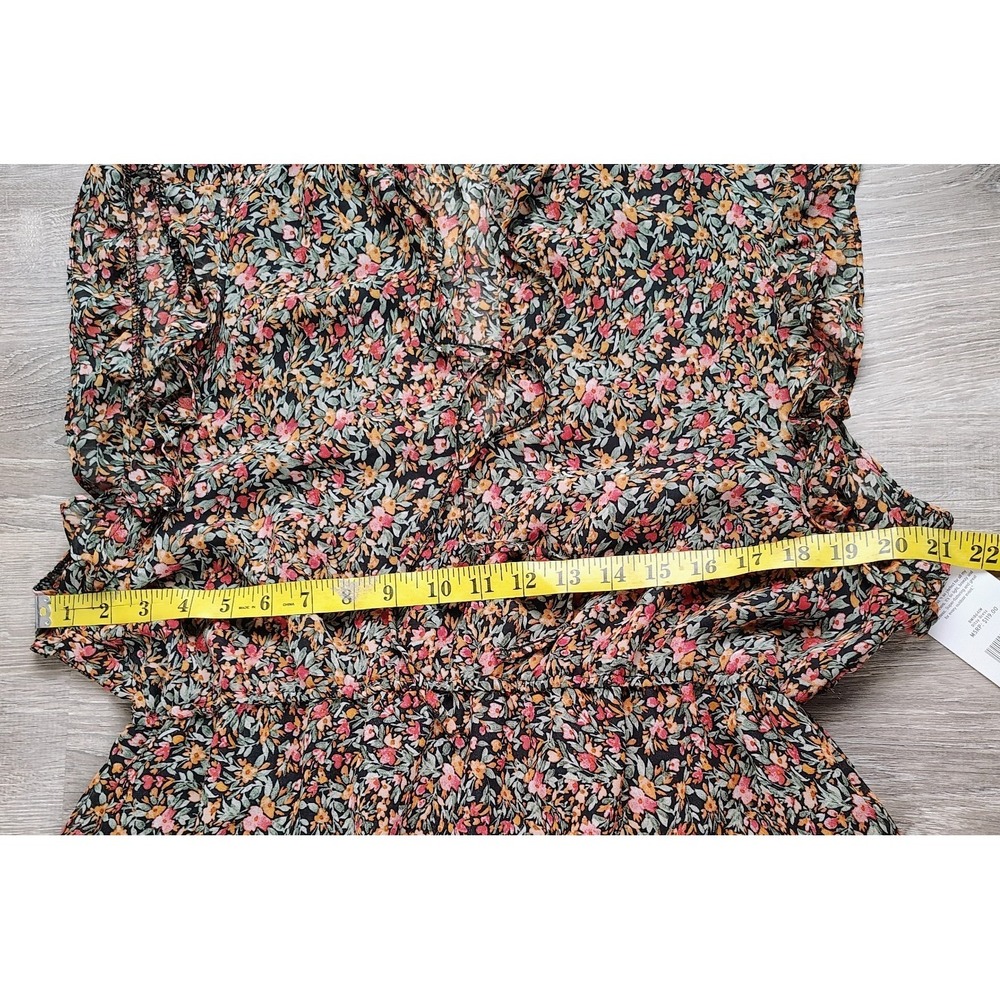 BB DAKOTA‎ Steve Madden Floral Chiffon Tiered Dress Ruffle Trim Tie Neck XXL - Picture 11 of 14